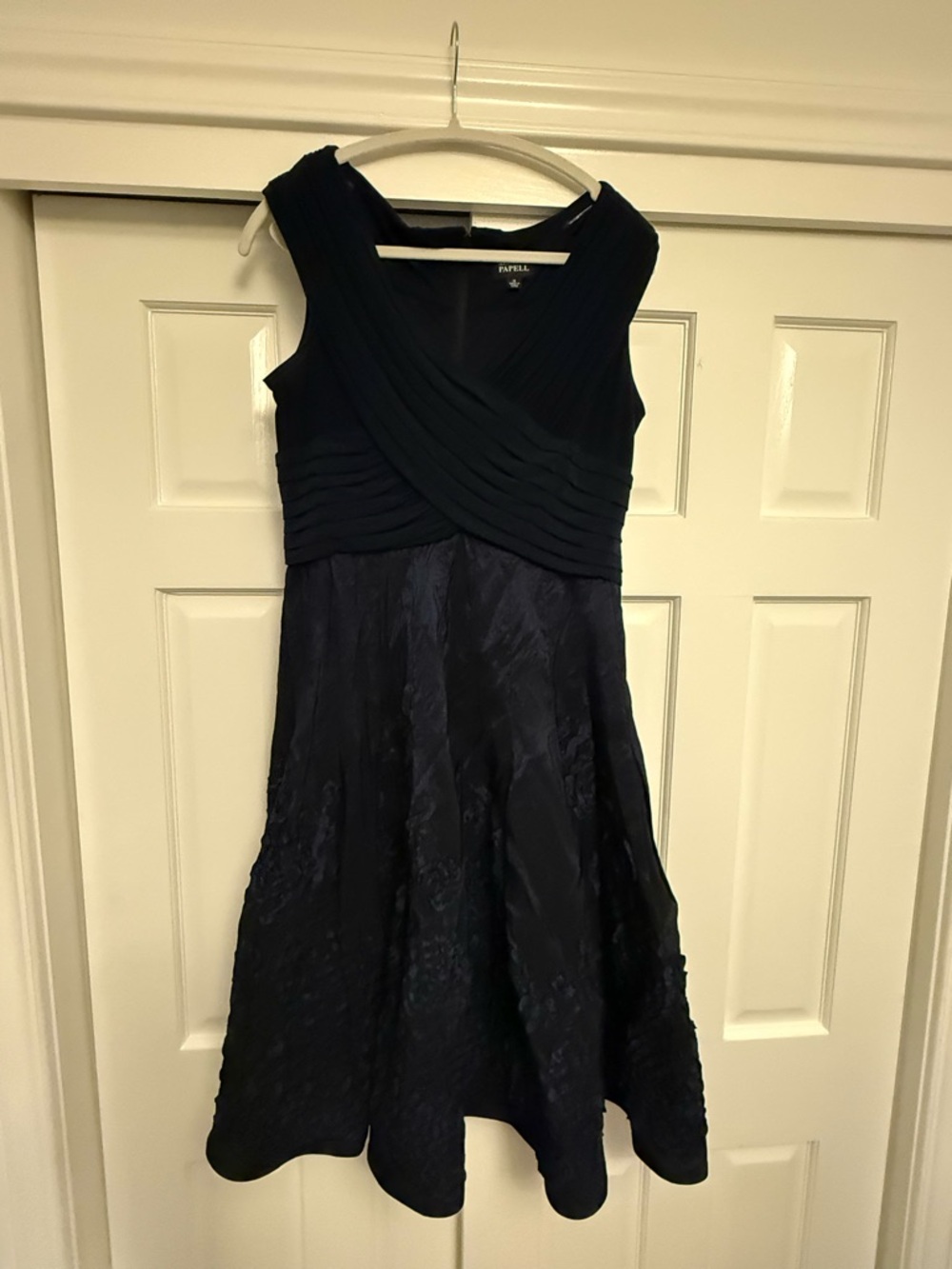 Adrianna Papell Navy Cross-Front Midi Dress Size 14 Stunning